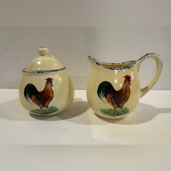Gryphonware vintage Country Rooster Cream and Sugar Set - Picture 15 of 15